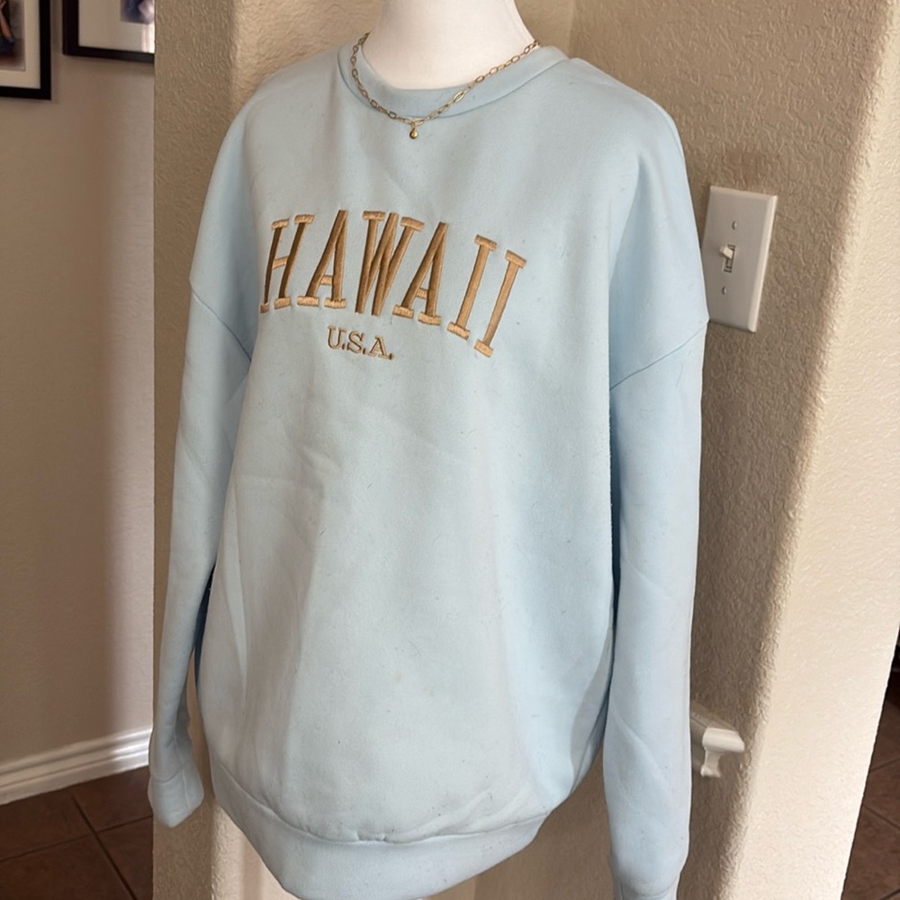 Shein blue Hawaii USA sweatshirt Size S - Picture 9 of 16